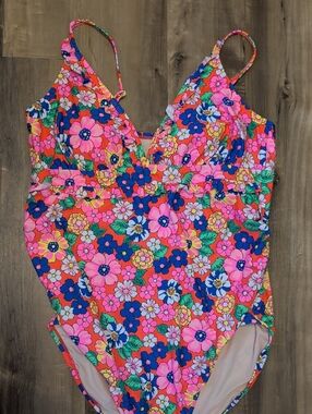 Vibrant Floral One-Piece Swimsuit - Pink Multi